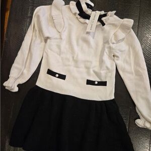 Janie and Jack Black and White Ruffle Sweater
